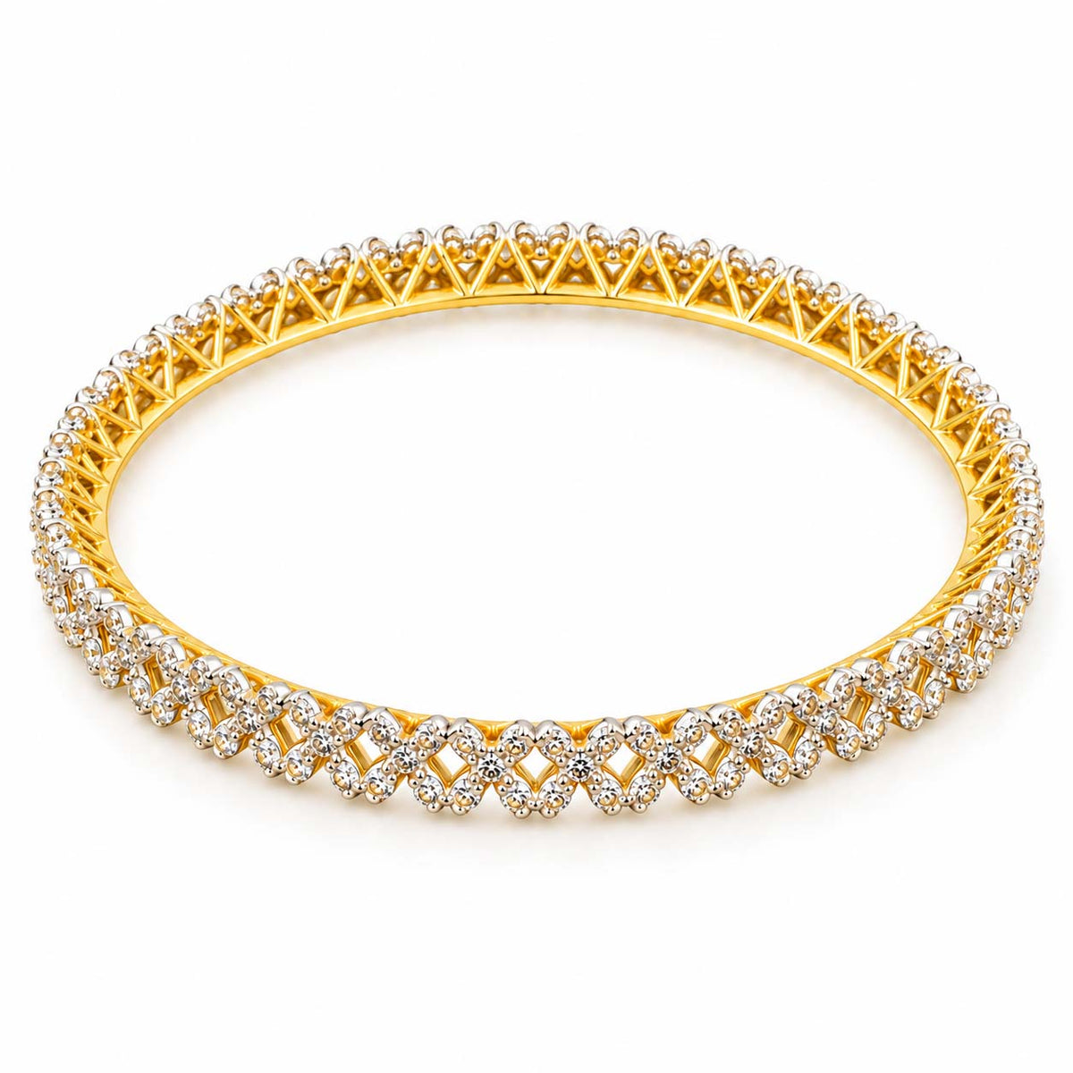 7.991 Ct Diamond Bangles in Yellow Gold | Savya Jewels