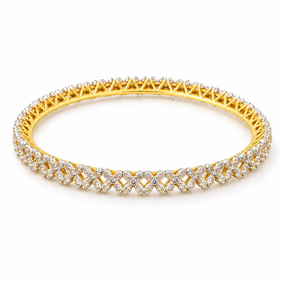 7.991 Ct Diamond Bangles in Yellow Gold | Savya Jewels