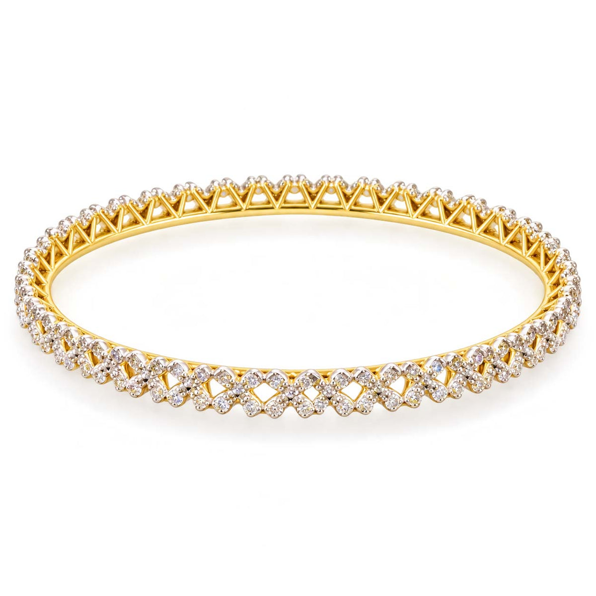 7.991 Ct Diamond Bangles in Yellow Gold | Savya Jewels