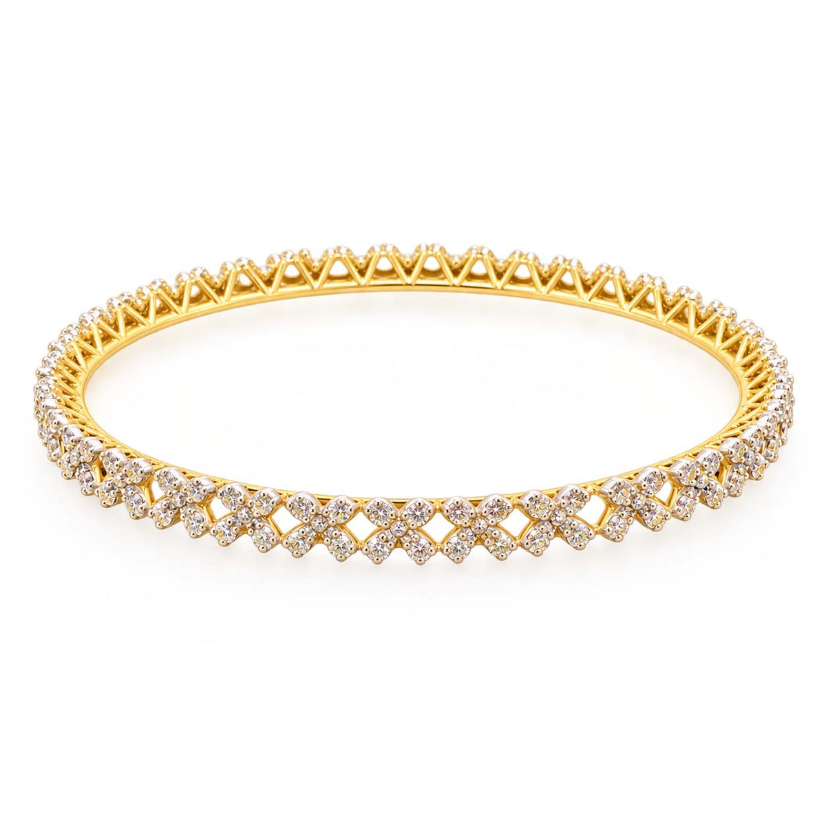 7.991 Ct Diamond Bangles in Yellow Gold | Savya Jewels