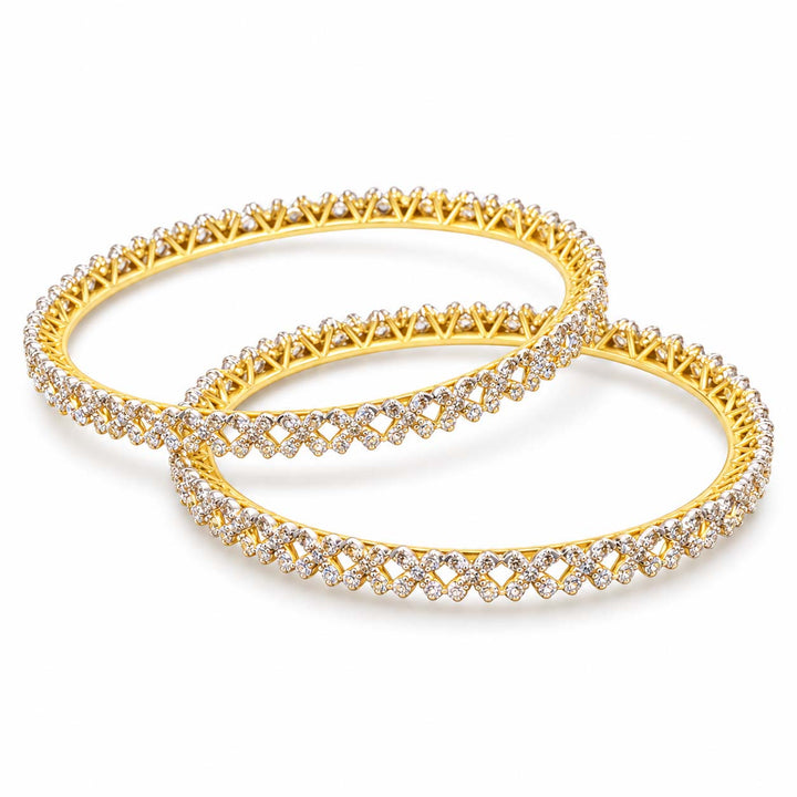 7.991 Ct Diamond Bangles in Yellow Gold | Savya Jewels