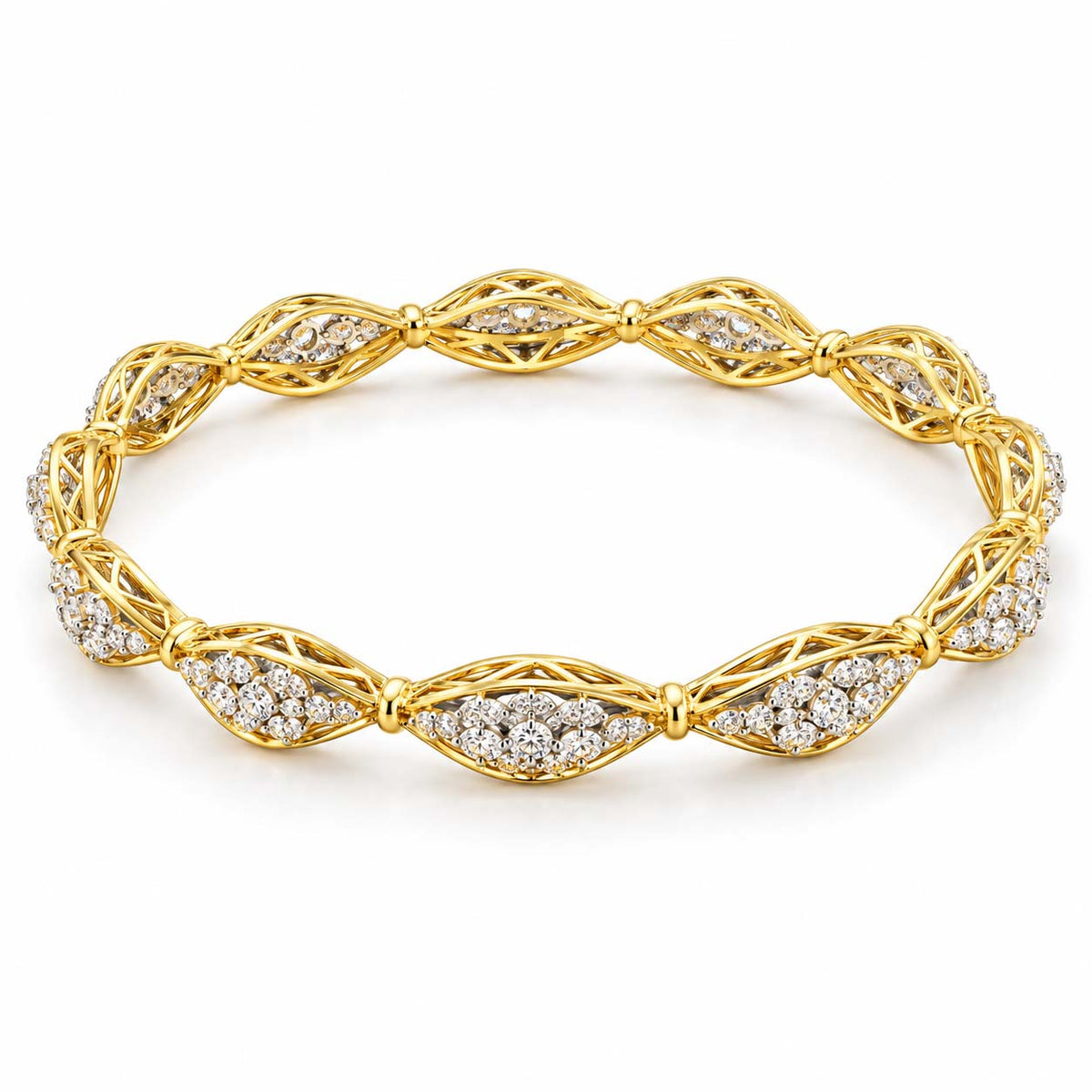 4.427 Ct Diamond Bangles in Yellow Gold | Savya Jewels