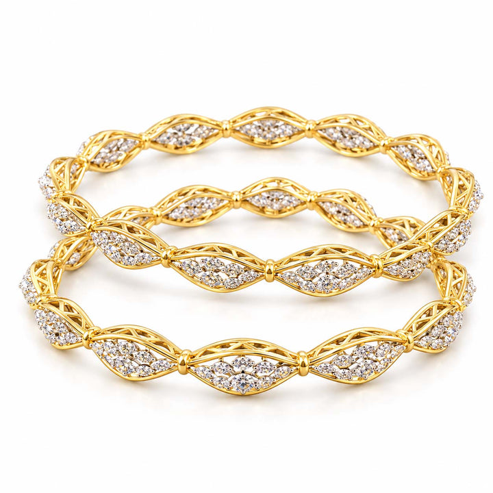 4.427 Ct Diamond Bangles in Yellow Gold | Savya Jewels