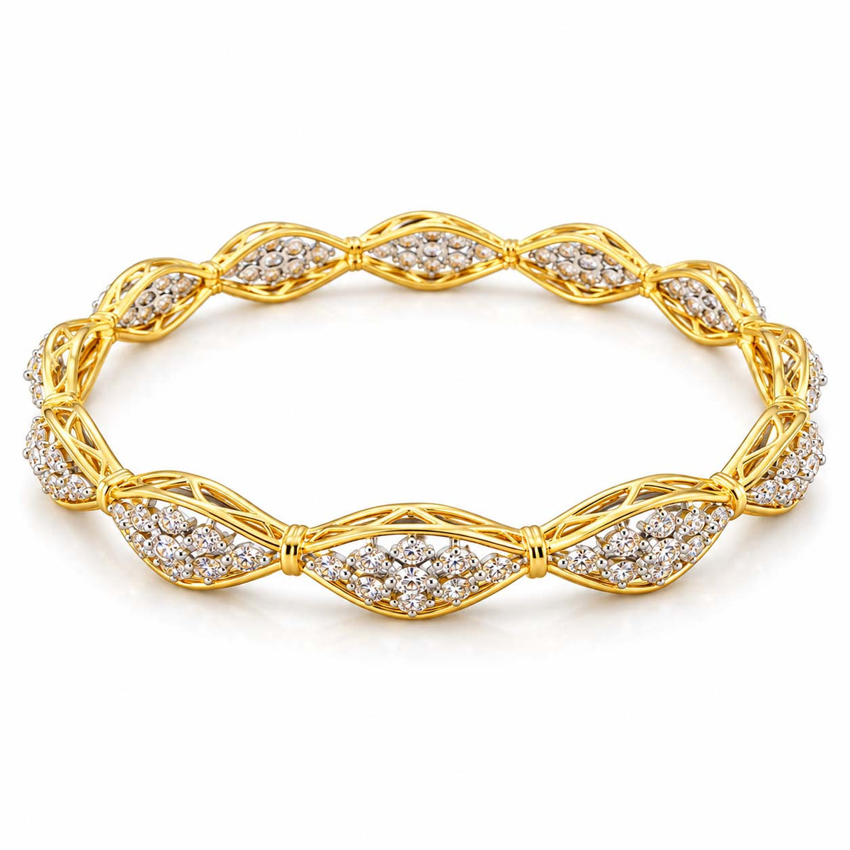 4.427 Ct Diamond Bangles in Yellow Gold | Savya Jewels