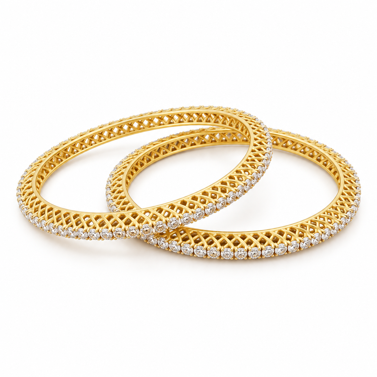 11.437 Ct Diamond Bangles in Yellow Gold | Savya Jewels