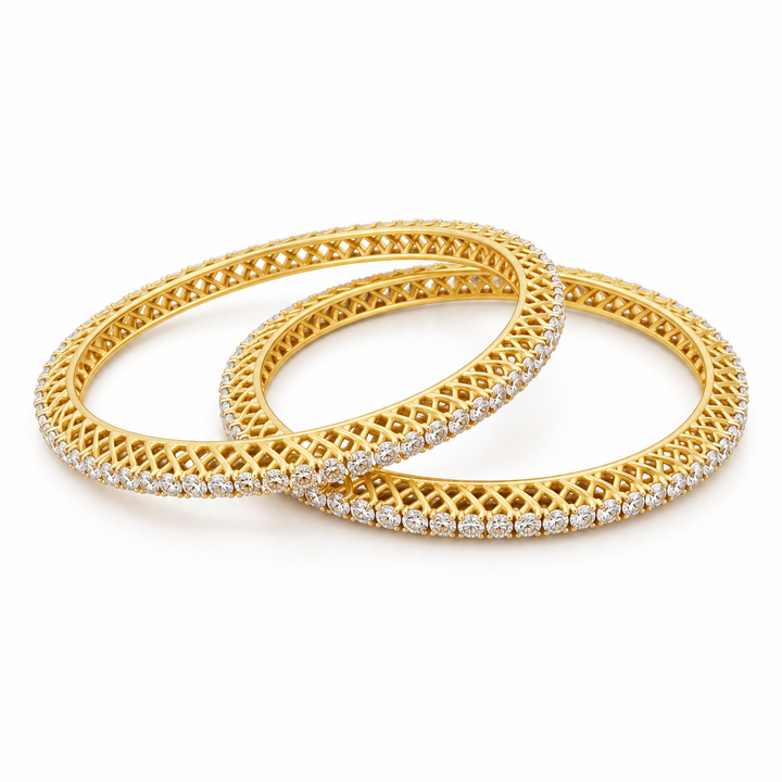 11.437 Ct Diamond Bangles in Yellow Gold | Savya Jewels