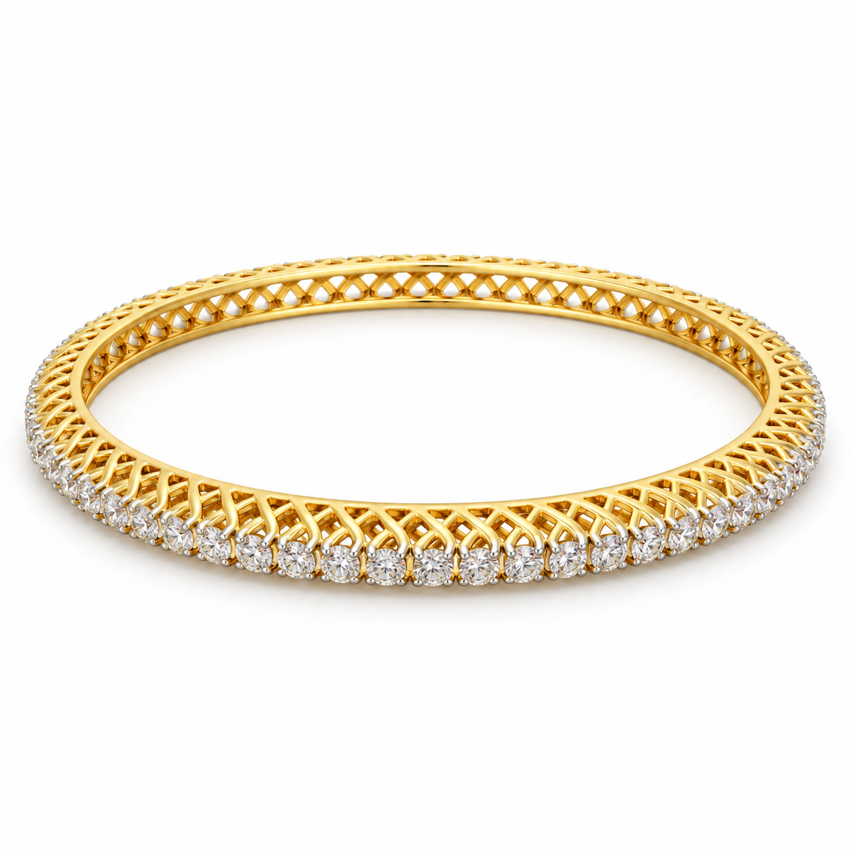 11.437 Ct Diamond Bangles in Yellow Gold | Savya Jewels
