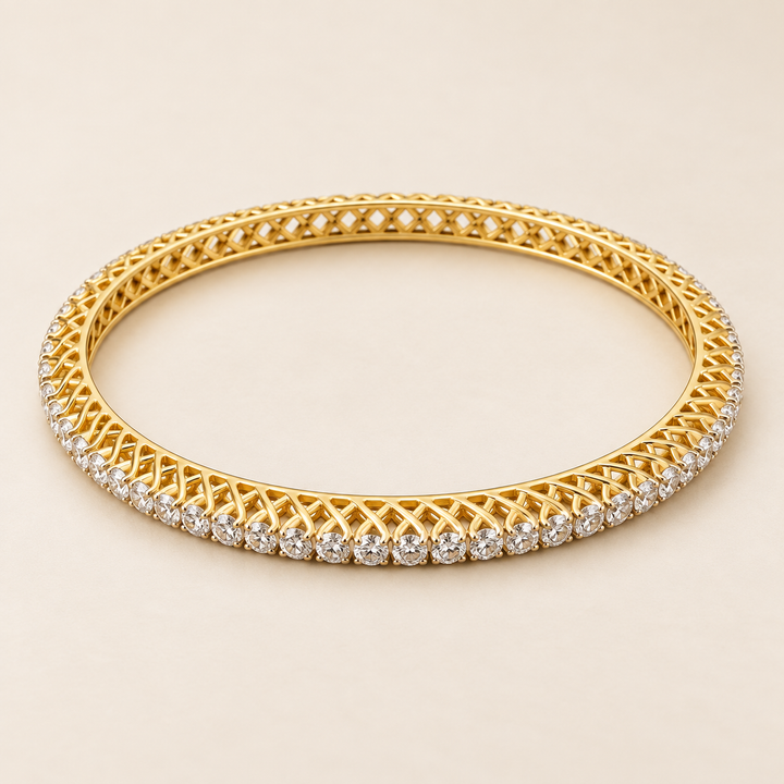 11.437 Ct Diamond Bangles in Yellow Gold | Savya Jewels