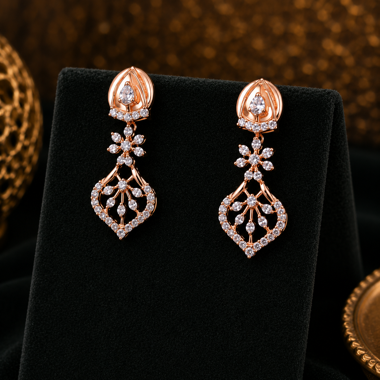 Delicate Diamond Vine Necklace with Matching Earrings