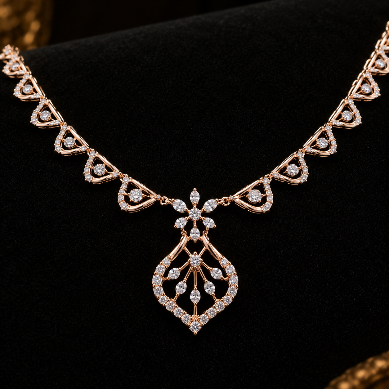 Delicate Diamond Vine Necklace with Matching Earrings