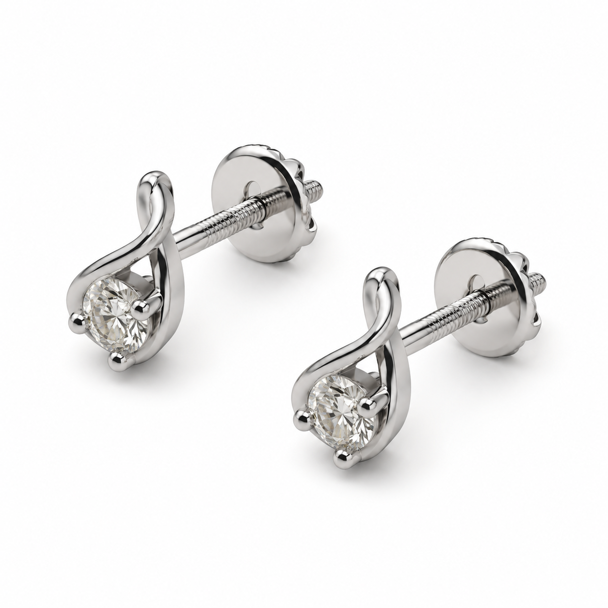 Diamond Stud Earrings in 14Kt Yellow Gold
