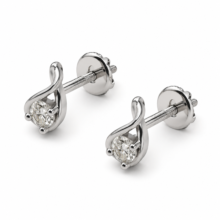 Diamond Stud Earrings in 14Kt Yellow Gold