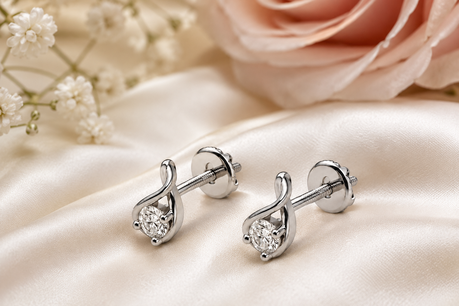 Diamond Stud Earrings in 14Kt Yellow Gold