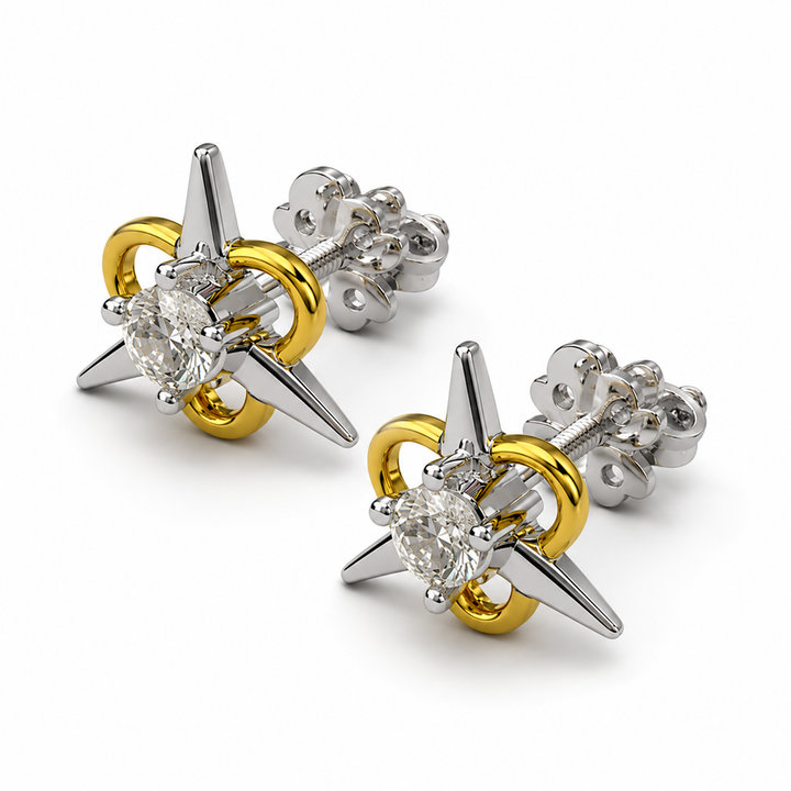 Diamond Stud Earrings in 14Kt Yellow Gold
