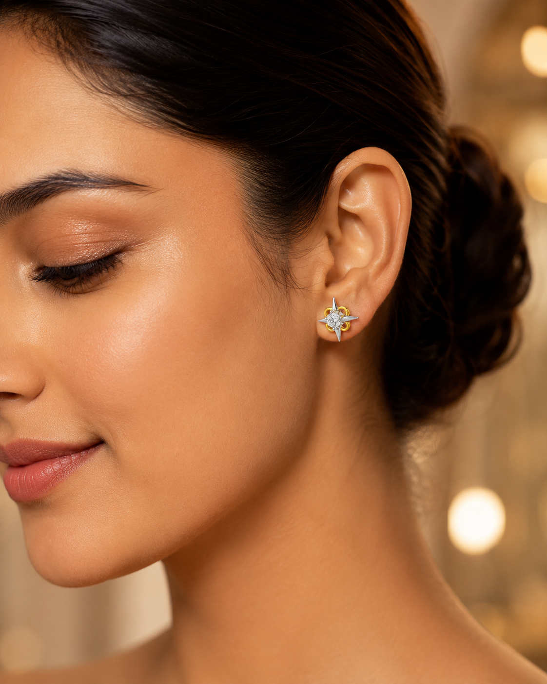 Diamond Stud Earrings in 14Kt Yellow Gold