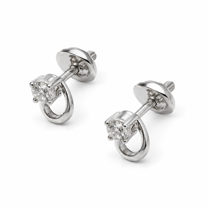 Diamond Solitaire Stud Earrings in 14Kt Yellow Gold