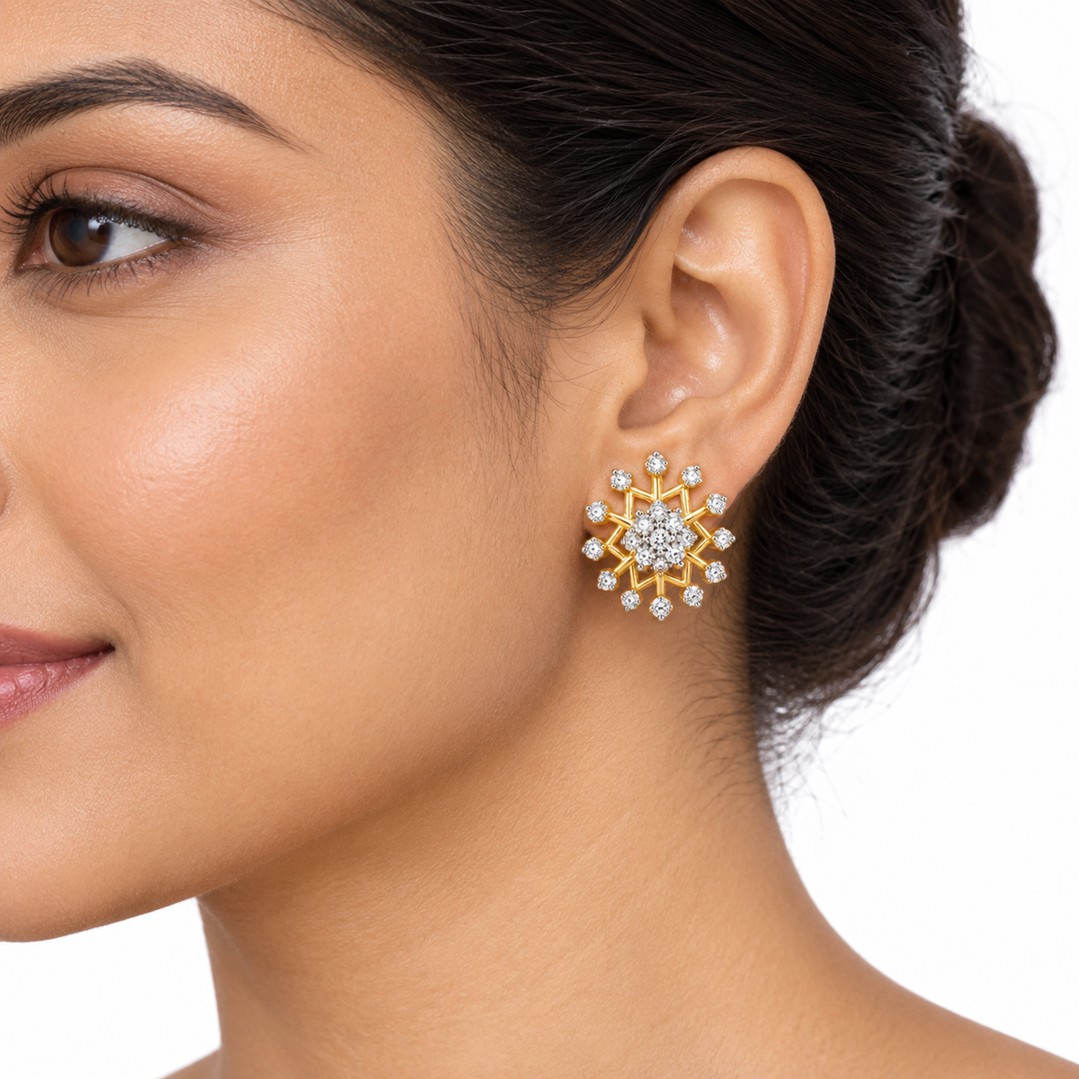 Sparkling Bloom Circle Diamond Studs