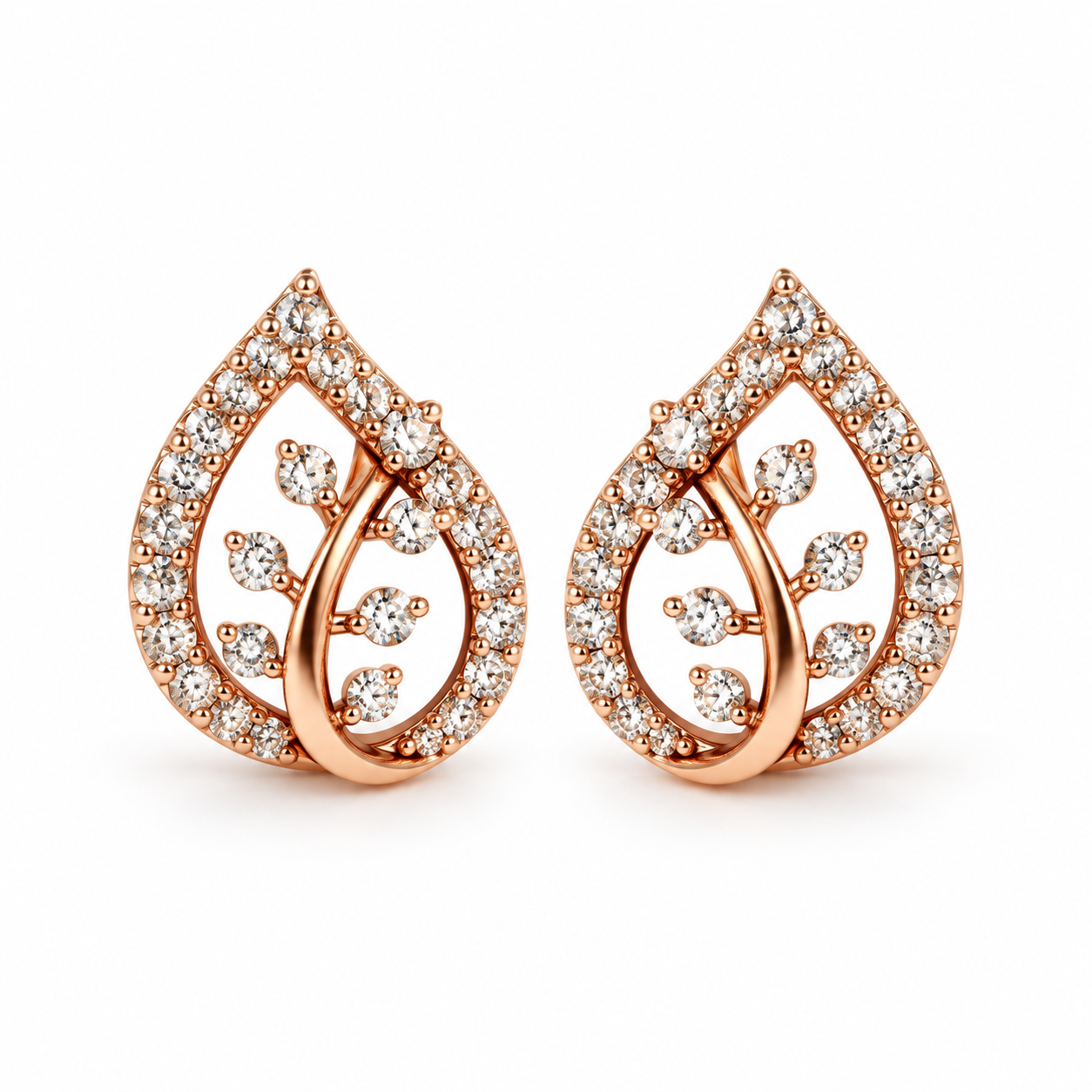 Elegant Leaf Aura Diamond Earrings