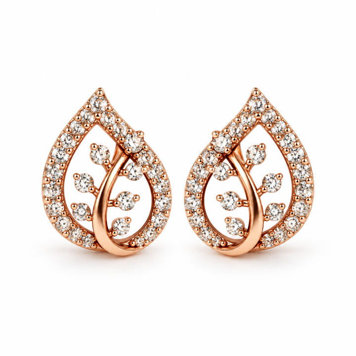 Elegant Leaf Aura Diamond Earrings