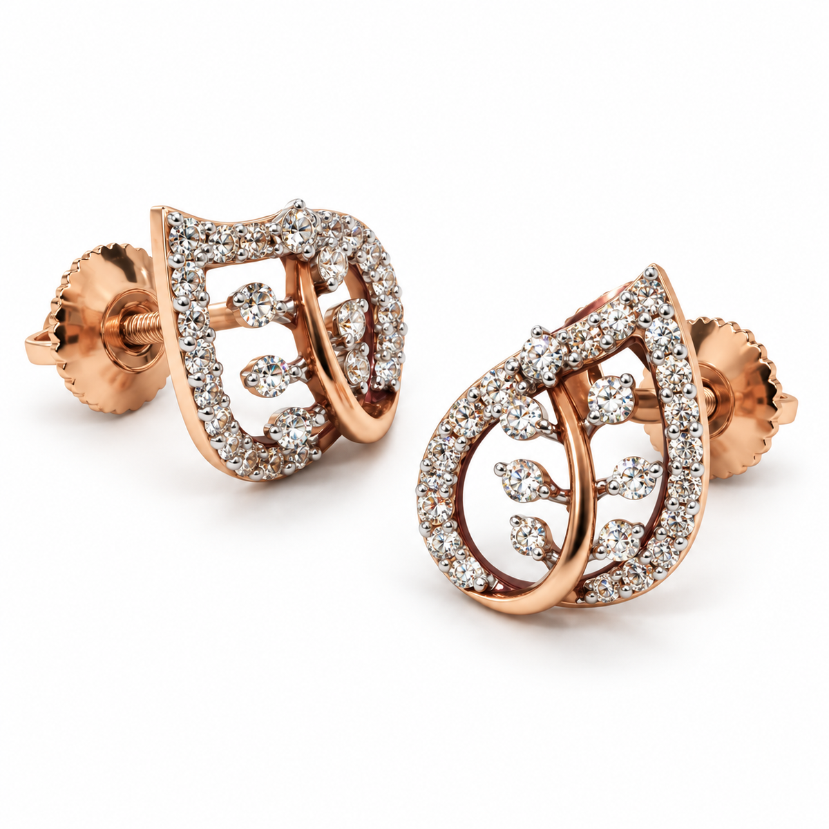 Elegant Leaf Aura Diamond Earrings
