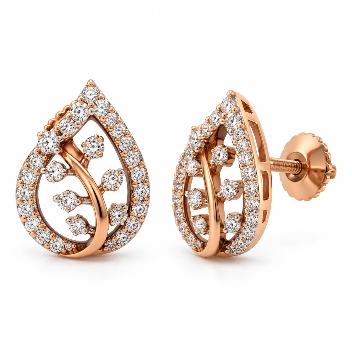 Elegant Leaf Aura Diamond Earrings