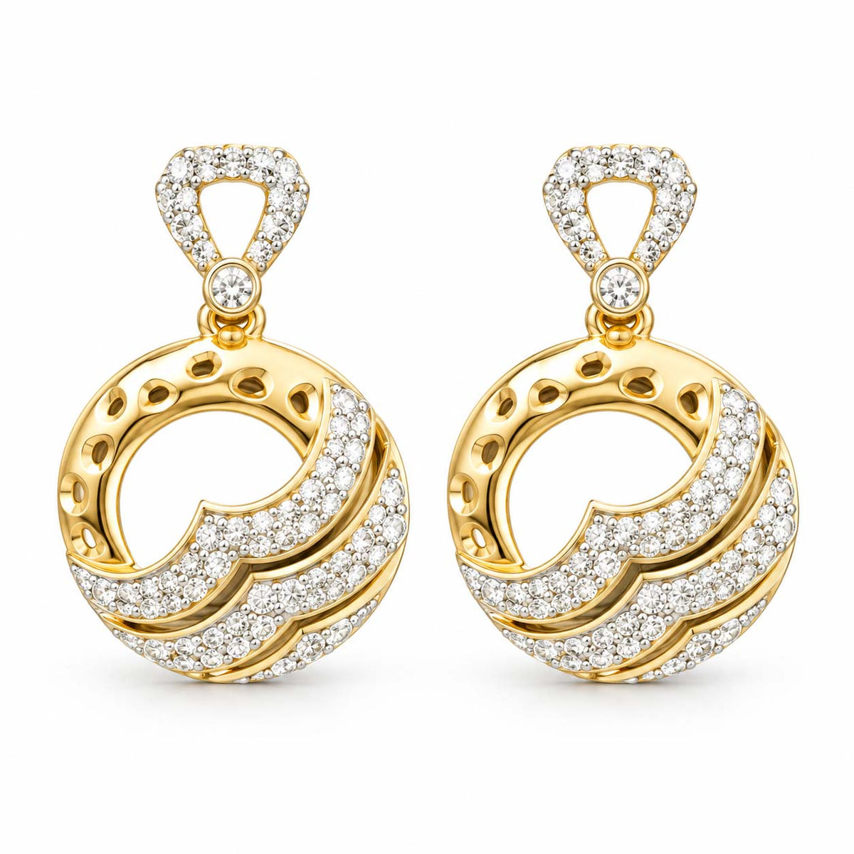 Dual-Tone Wave Diamond Drop Tops