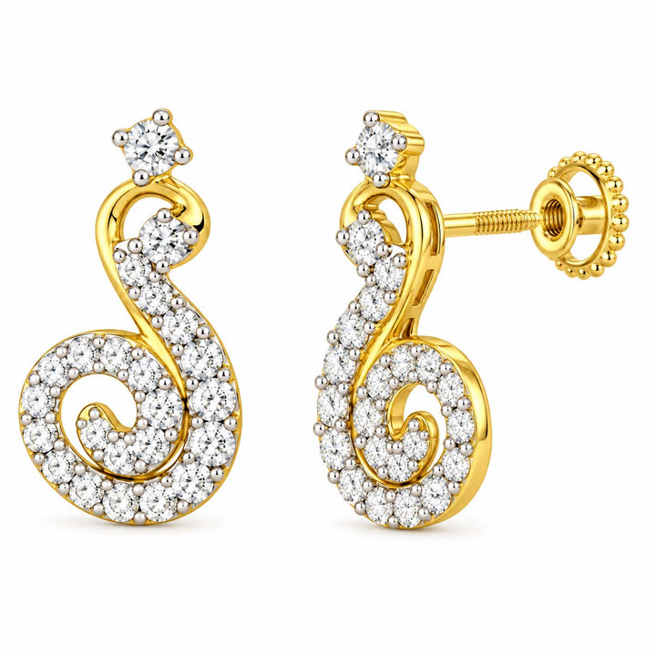 Yellow Gold Bloom Diamond Tops | 18Kt Gold & 0.67 Ct Diamond