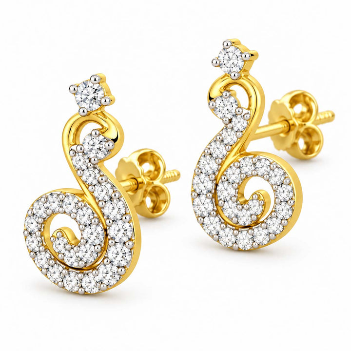 Yellow Gold Bloom Diamond Tops | 18Kt Gold & 0.67 Ct Diamond