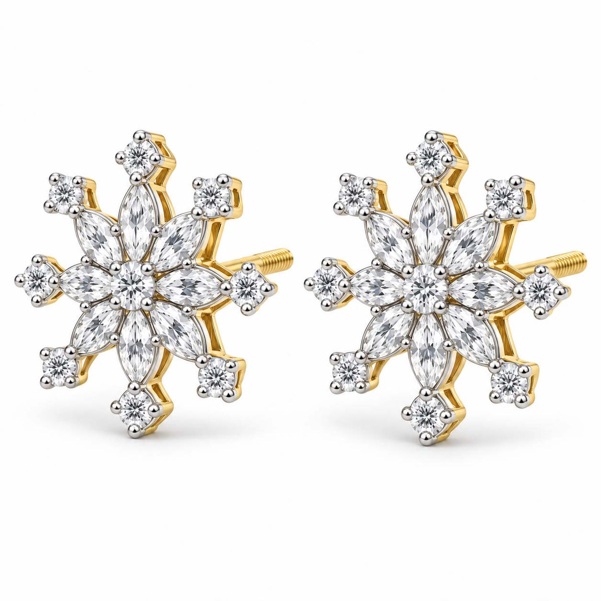 Sunburst Floral Cluster Diamond Tops | 18Kt Gold | 0.88 Ct