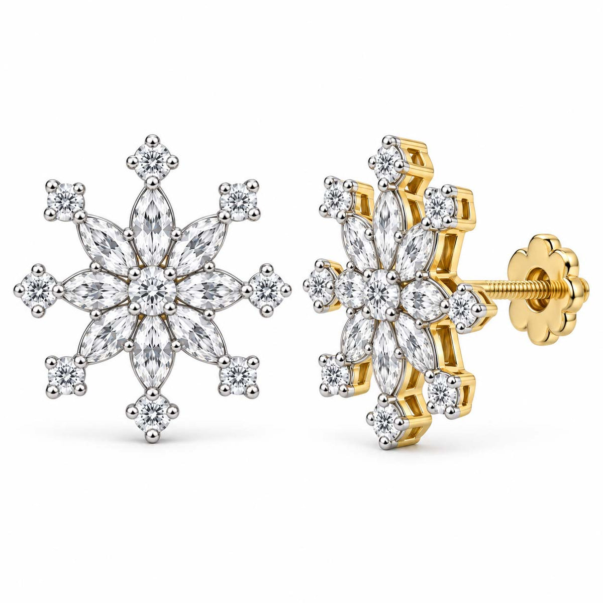 Sunburst Floral Cluster Diamond Tops | 18Kt Gold | 0.88 Ct