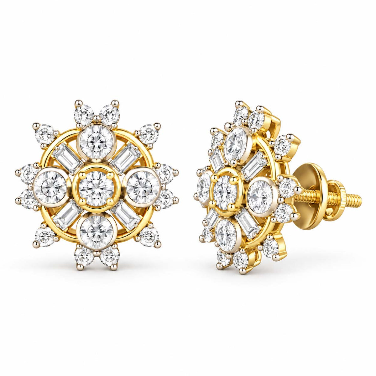 Sunburst Floral Cluster Diamond Tops