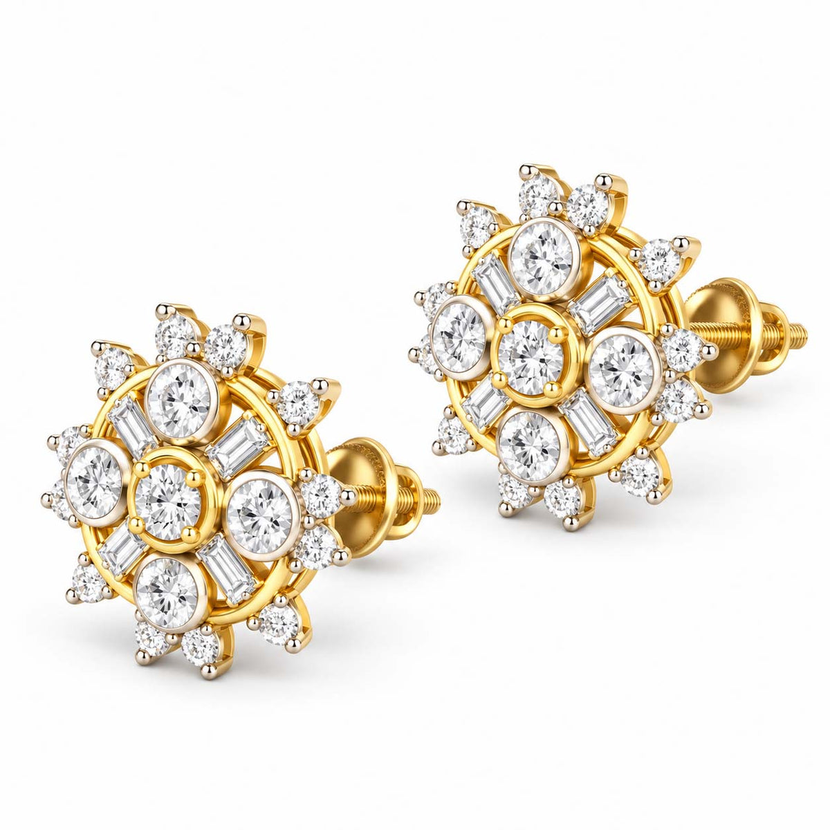 Sunburst Floral Cluster Diamond Tops