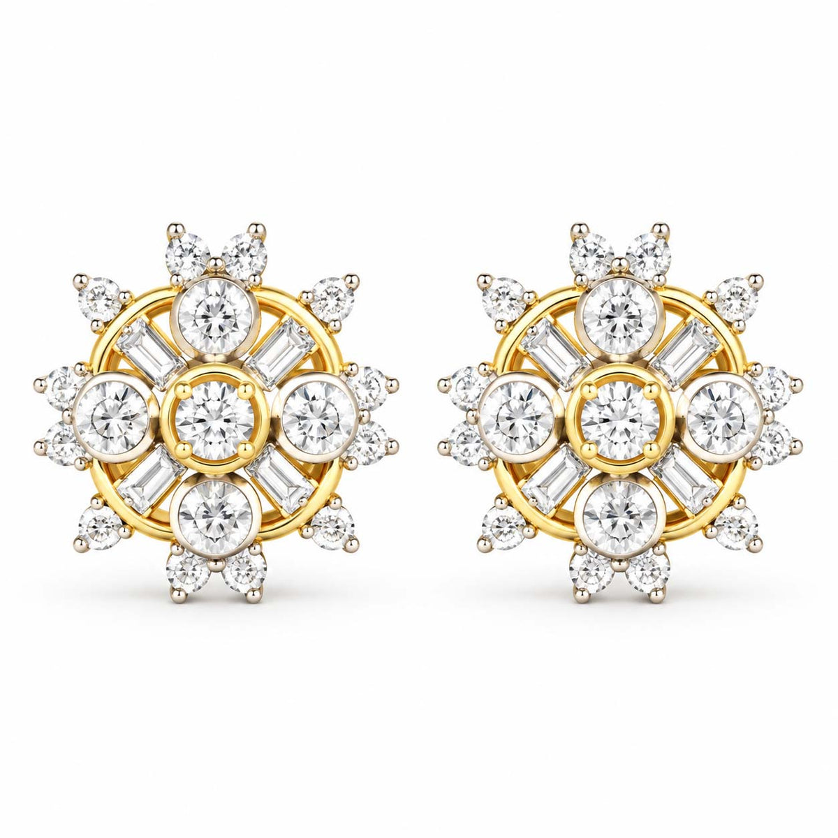 Sunburst Floral Cluster Diamond Tops