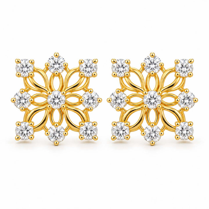 Yellow Gold Bloom Diamond Tops | 18Kt Gold & 1.44 Ct Diamond