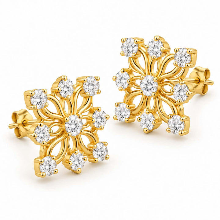 Yellow Gold Bloom Diamond Tops | 18Kt Gold & 1.44 Ct Diamond