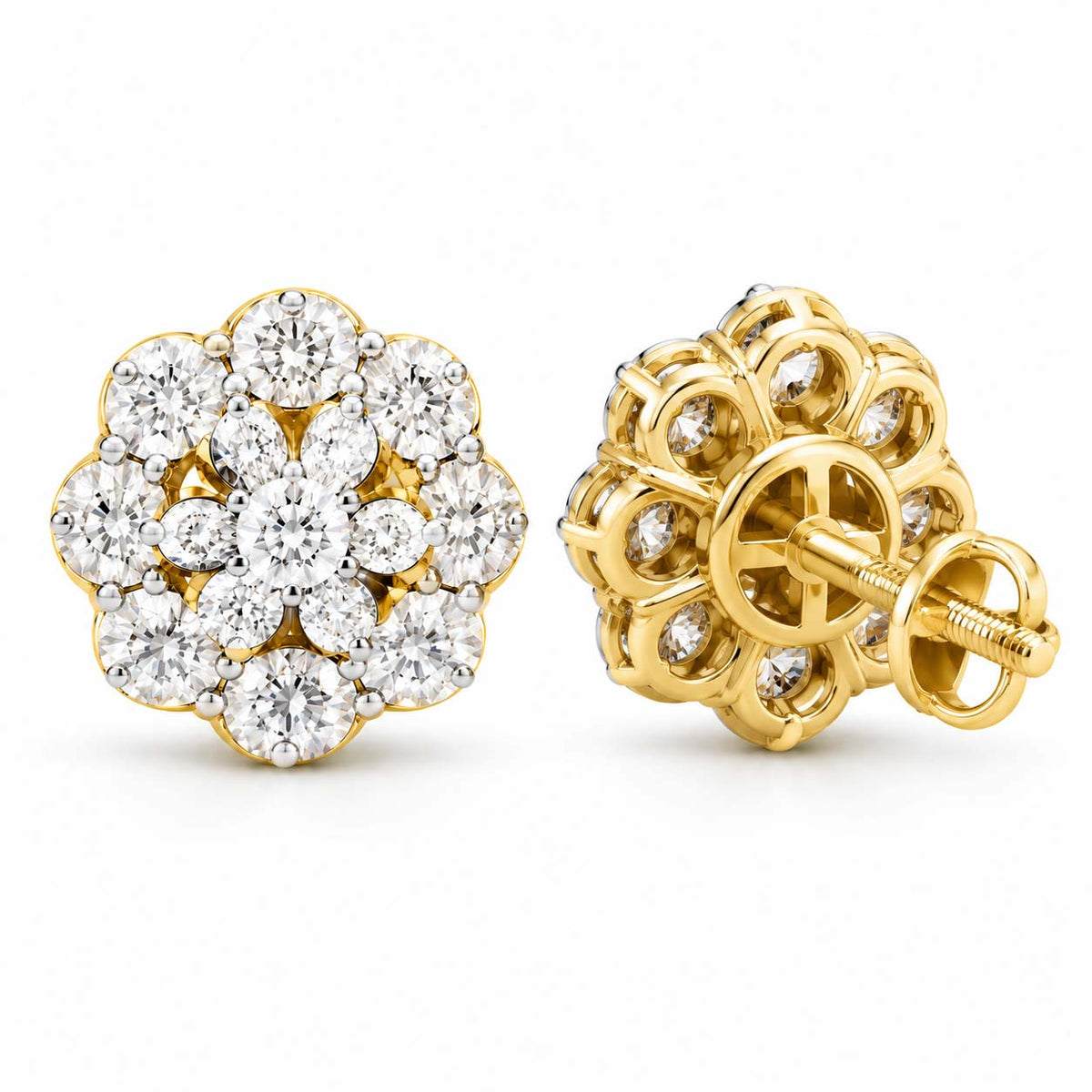Hexagonal Diamond Earrings Tops