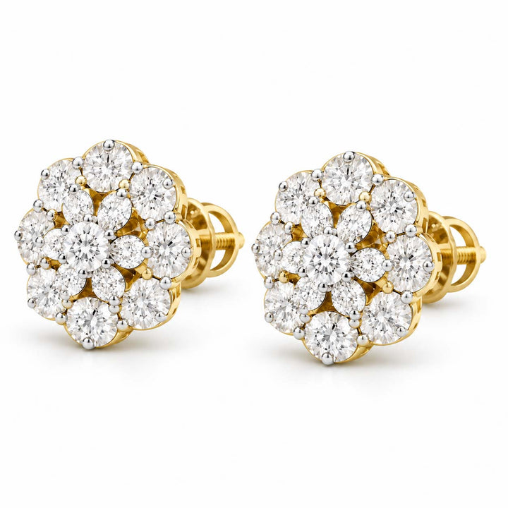 Hexagonal Diamond Earrings Tops