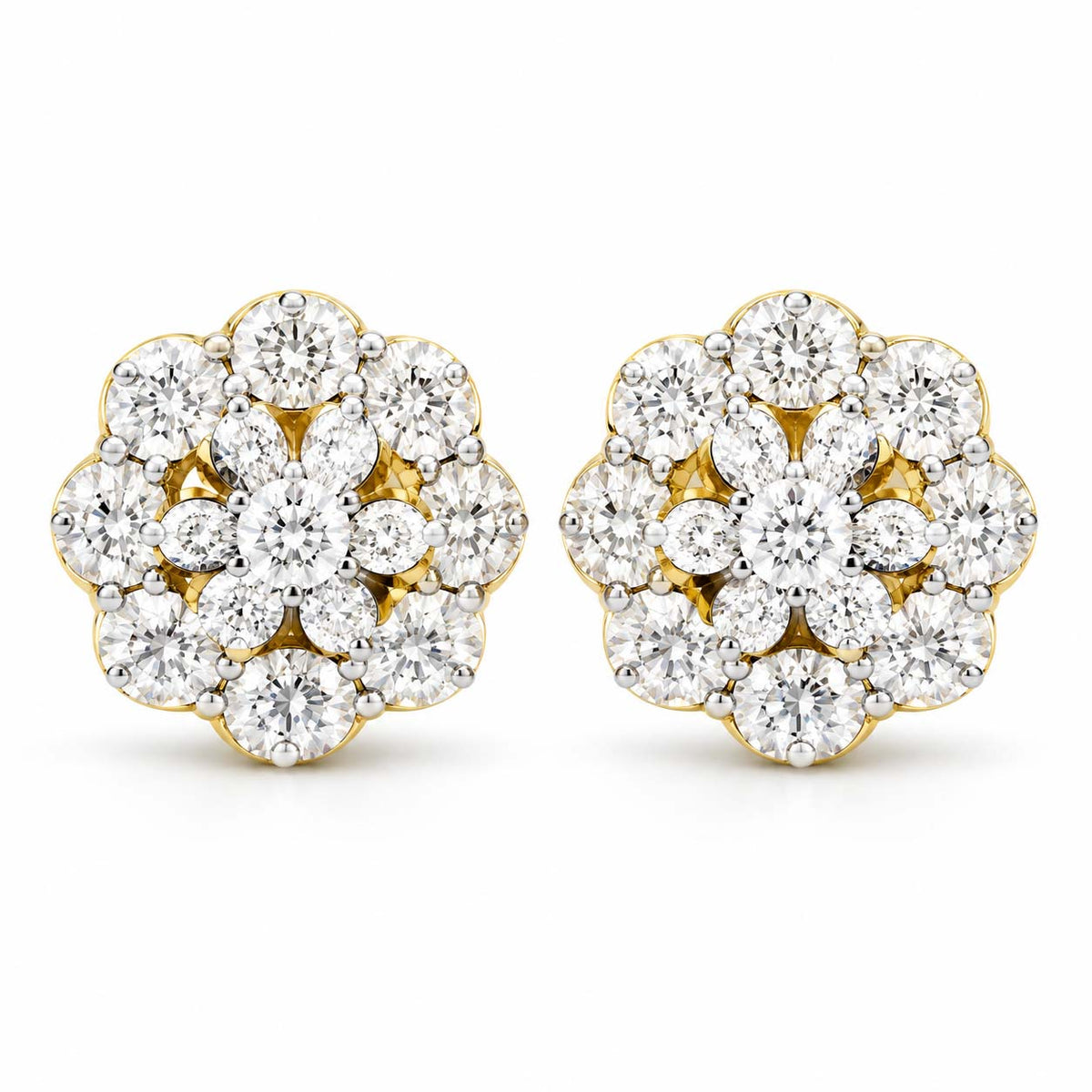 Hexagonal Diamond Earrings Tops