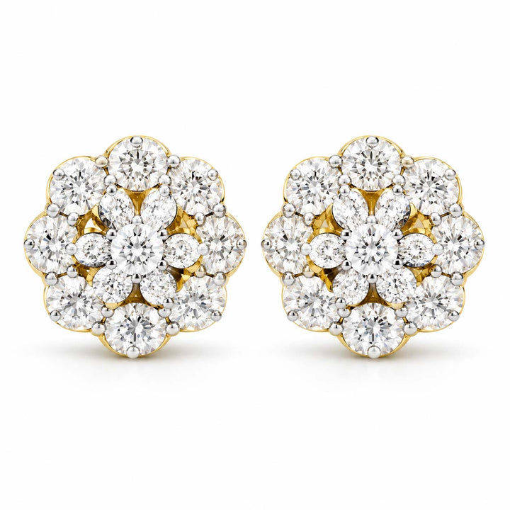 Hexagonal Diamond Earrings Tops