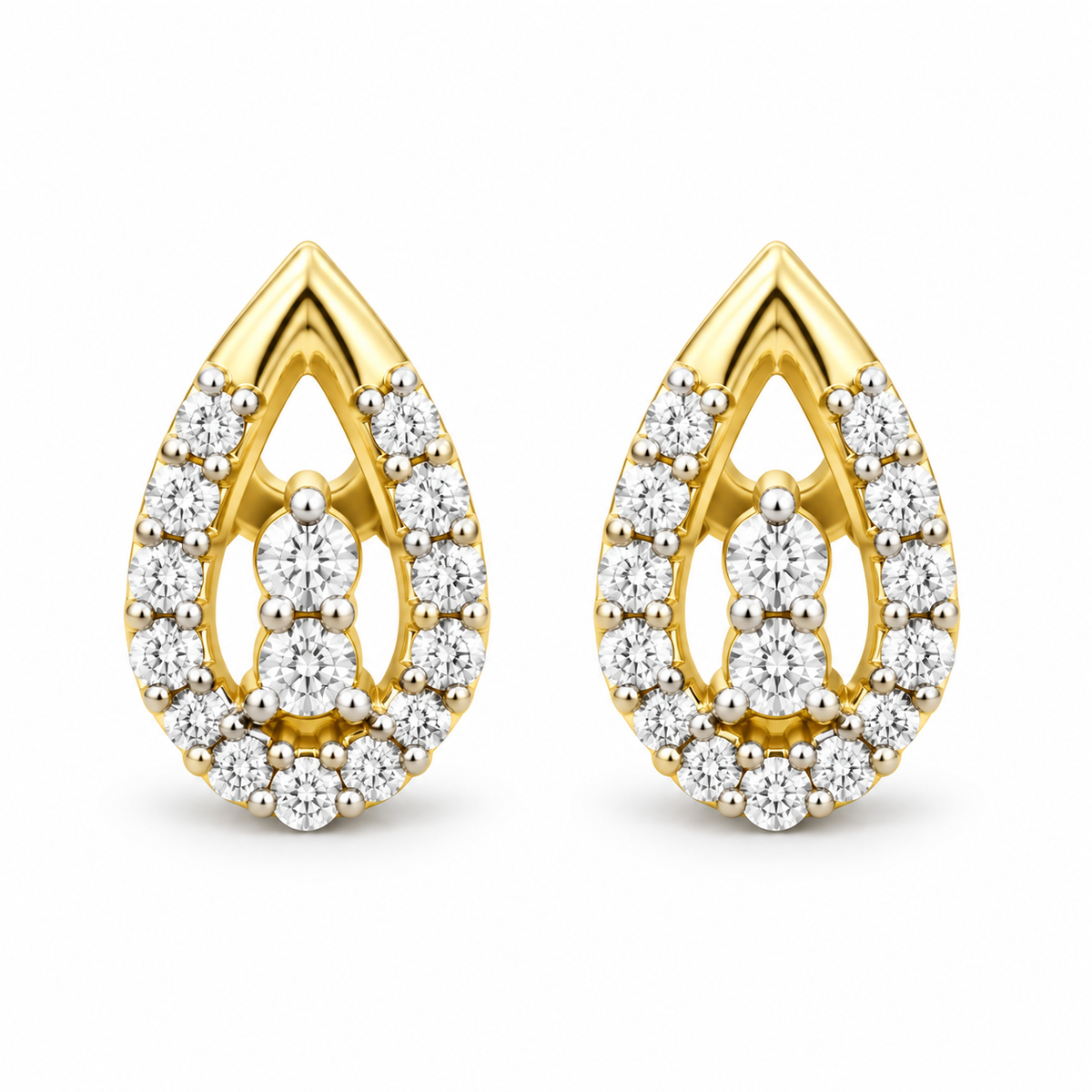 Golden Dewdrop Diamond Earrings