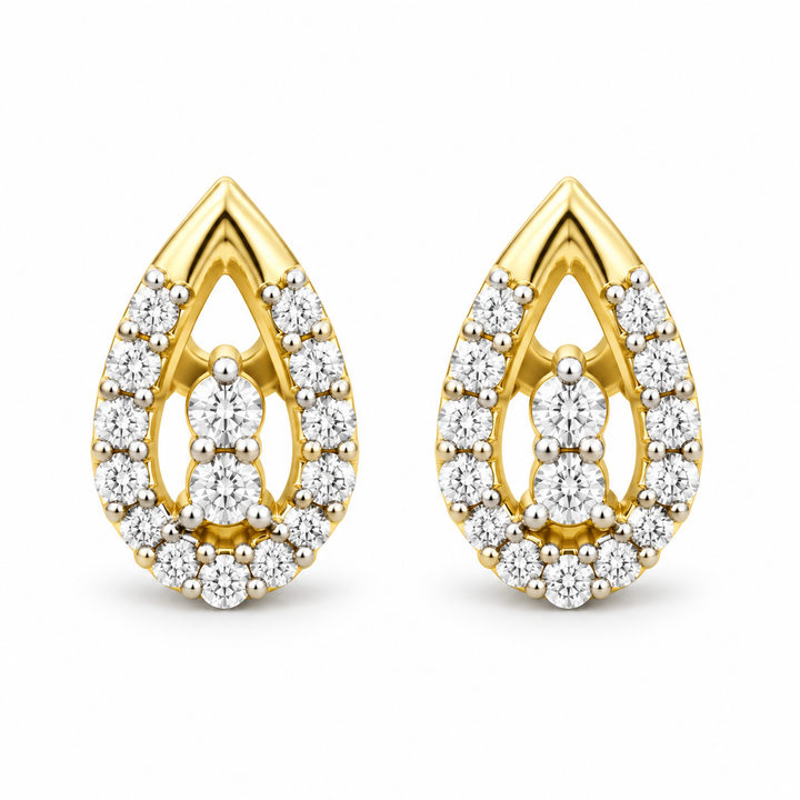 Golden Dewdrop Diamond Earrings