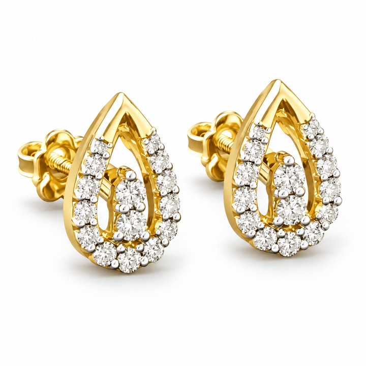 Golden Dewdrop Diamond Earrings
