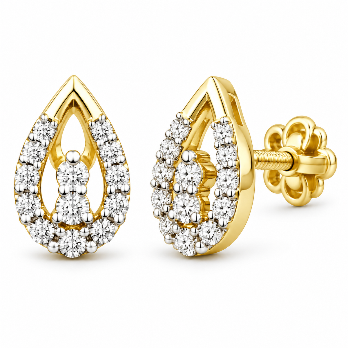 Golden Dewdrop Diamond Earrings