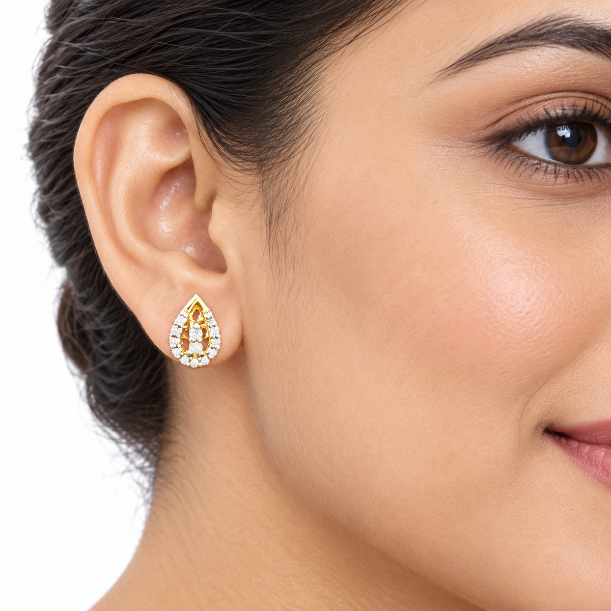 Golden Dewdrop Diamond Earrings