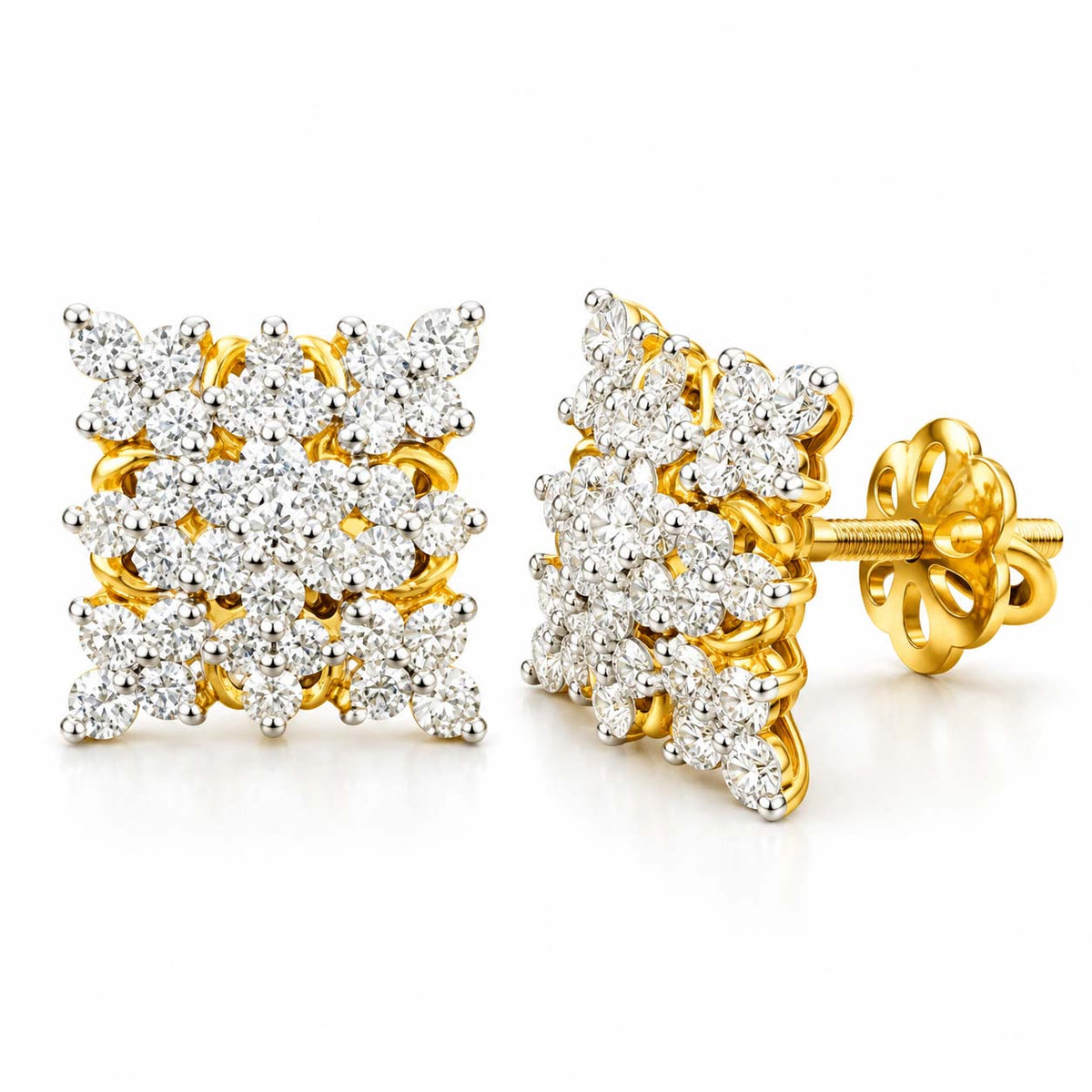 Signature Marquise Diamond Studs – Dual Tone