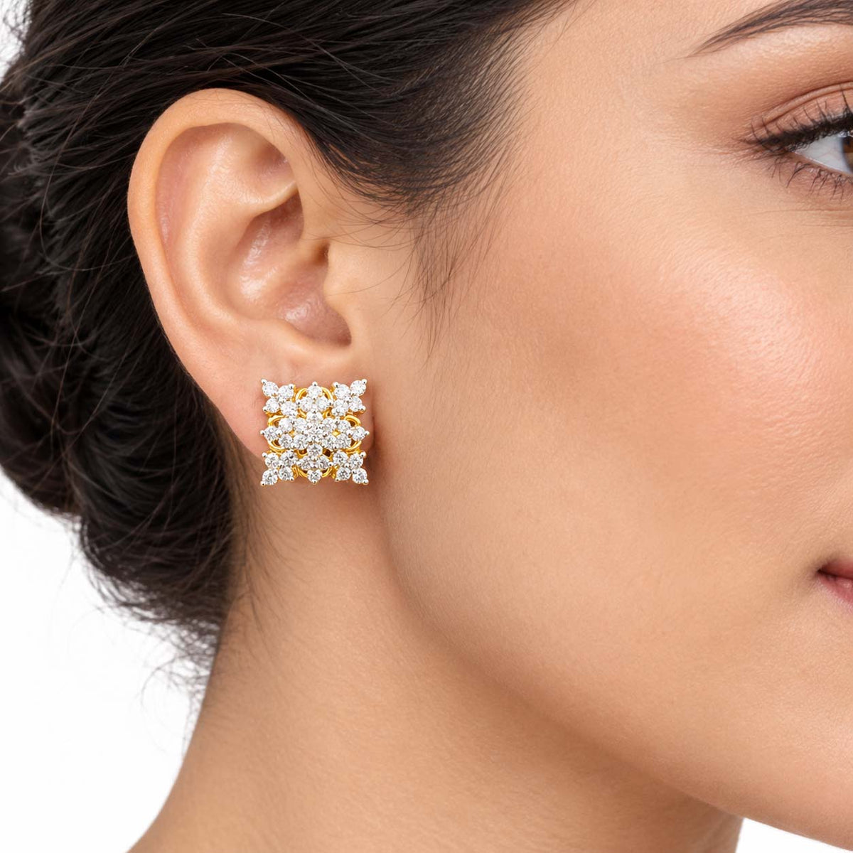 Signature Marquise Diamond Studs – Dual Tone