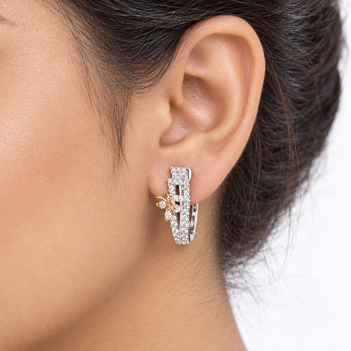Brilliant Diamond Bali Earrings – 0.80 Ct Diamonds in 14Kt Gold for Effortless Everyday Glamour