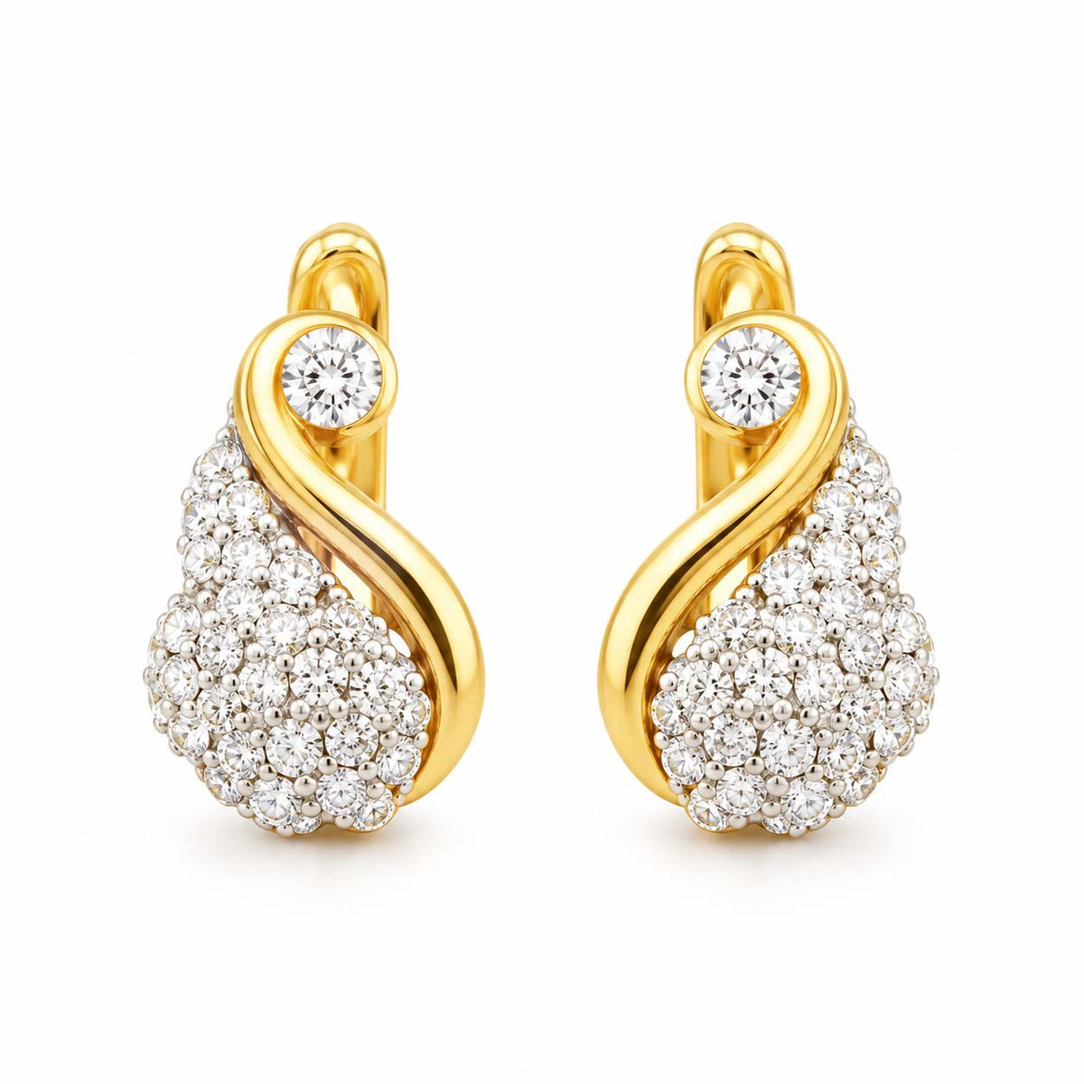 Swirl Motif Diamond Bali Earrings