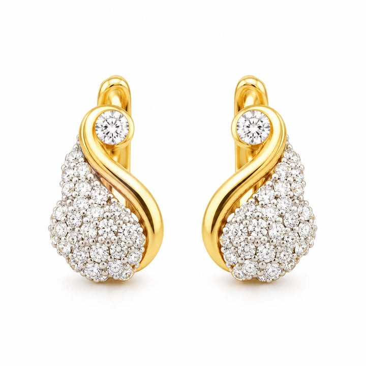 Swirl Motif Diamond Bali Earrings