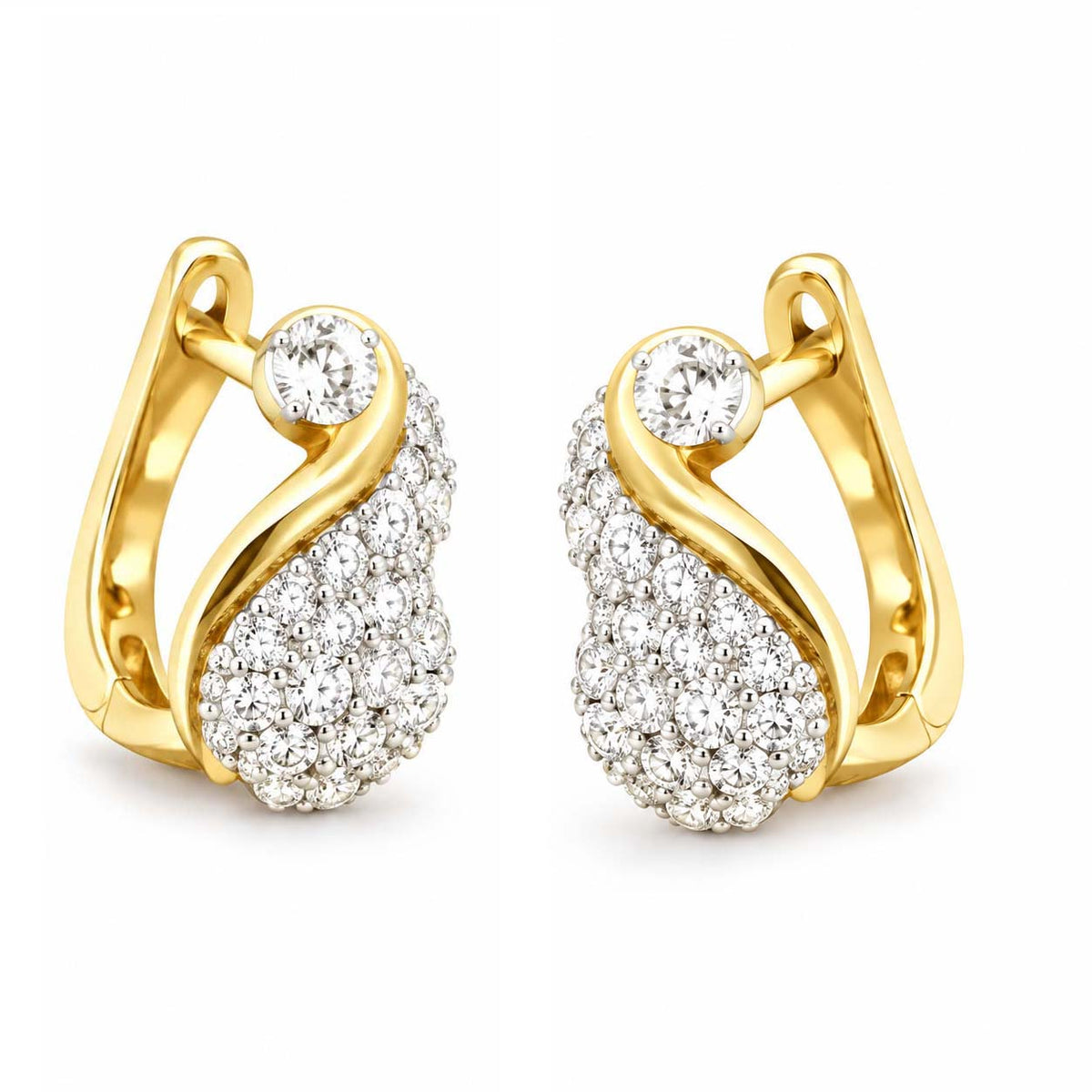 Swirl Motif Diamond Bali Earrings